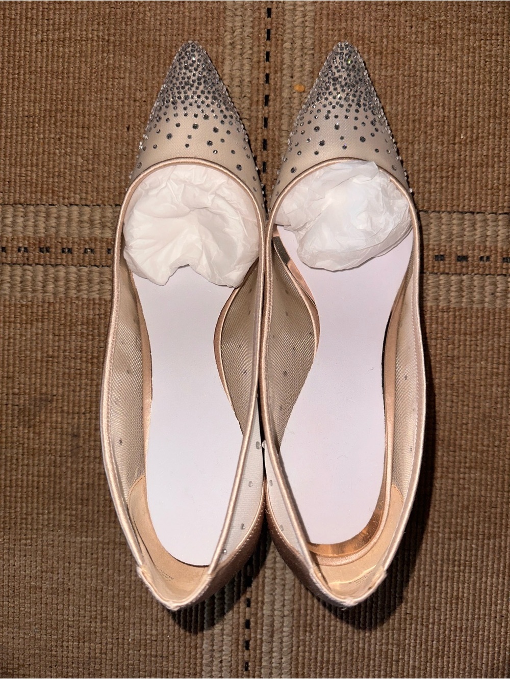 EUC Badgley Mischka Blush Crystal-Embellished Pointed Toe with extra heel pin.